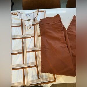 Fall work outfit. Burnt orange pants and matching top. #fallfashion #workwear